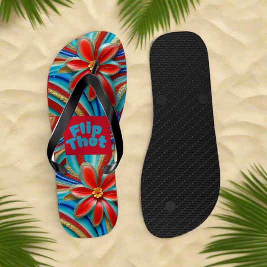 Flip Flops Hawaiian Floral Art Design by Flip Thot